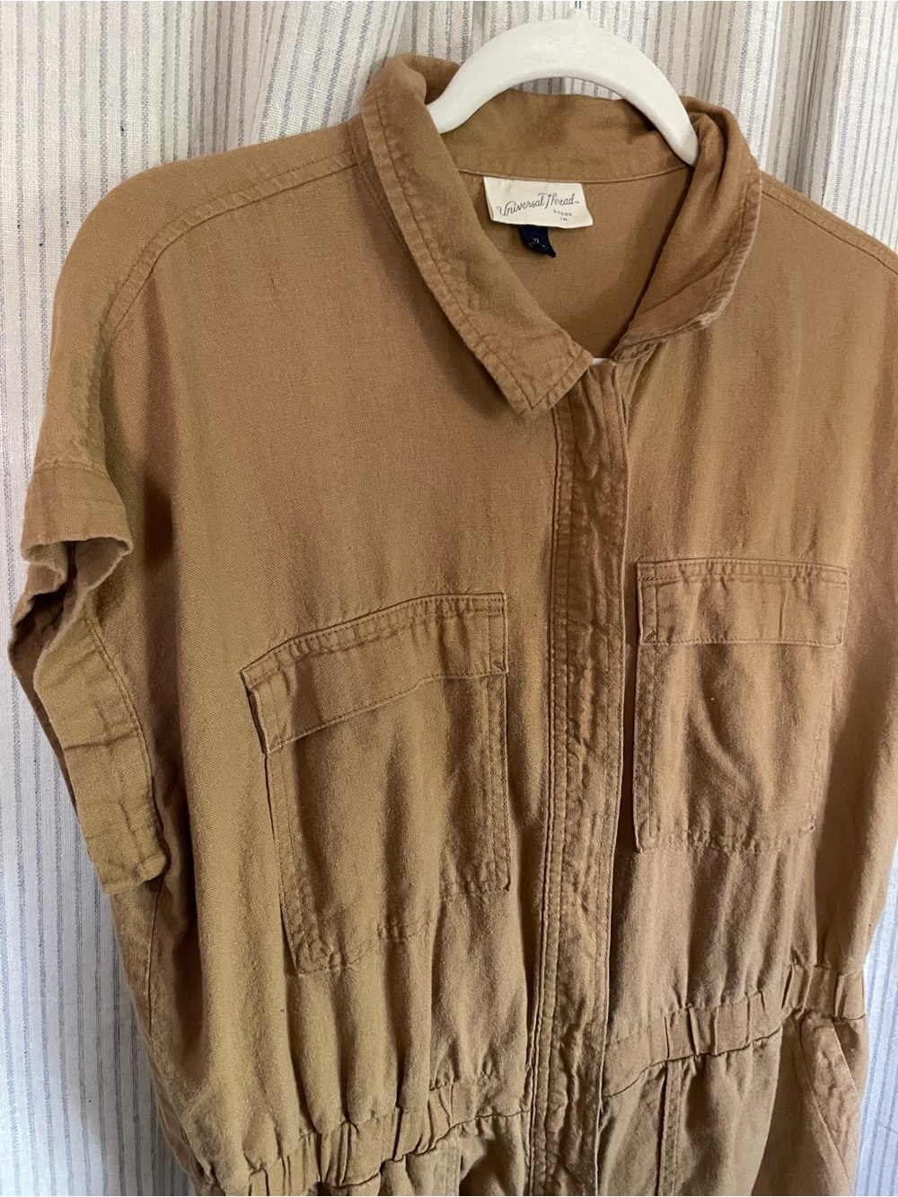 Universal Thread Khaki Button-Front Jumpsuit (Shorts)